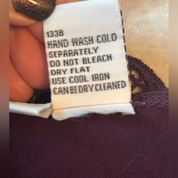 VTG TOGETHER Lace Trim Top Long Sleeve Women’s S Purple V Neck Romantic - Picture 11 of 12